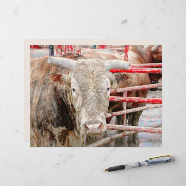Rodeo Bull Rustic Country Western (Front/Back In Situ)