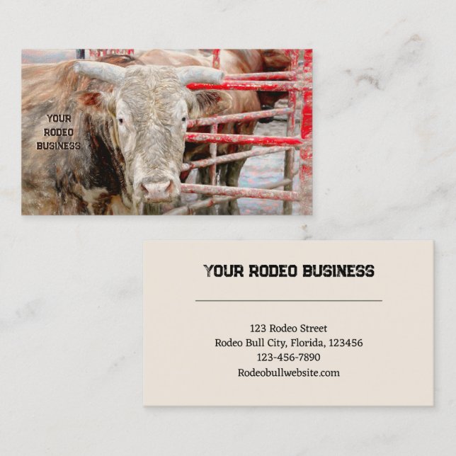 Rodeo Bull Rustic Country Western Business Card (Front/Back)