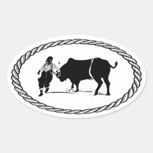 Rodeo Clown Euro Style Oval Sticker