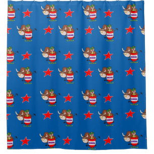 Rodeo Clown In Barrel And Bull Shower Curtain