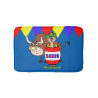 Rodeo Clown In Barrel And Bull Western Bath Decor