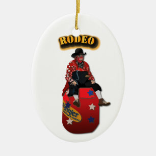 Rodeo Clowns with Text Ceramic Tree Decoration