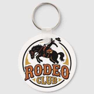Rodeo Club Vintage Cowboy Bucking Bronco Western Key Ring