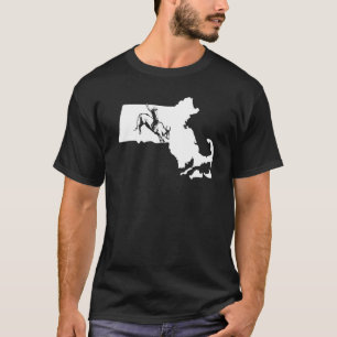 Rodeo Cow Rider Bull Riding Cowboy Map Massachuset T-Shirt