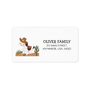 Rodeo Cowboy 1st Birthday Invitations address Label