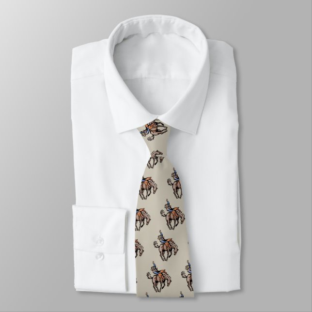 rodeo cowboy and bucking horse tie (Tied)