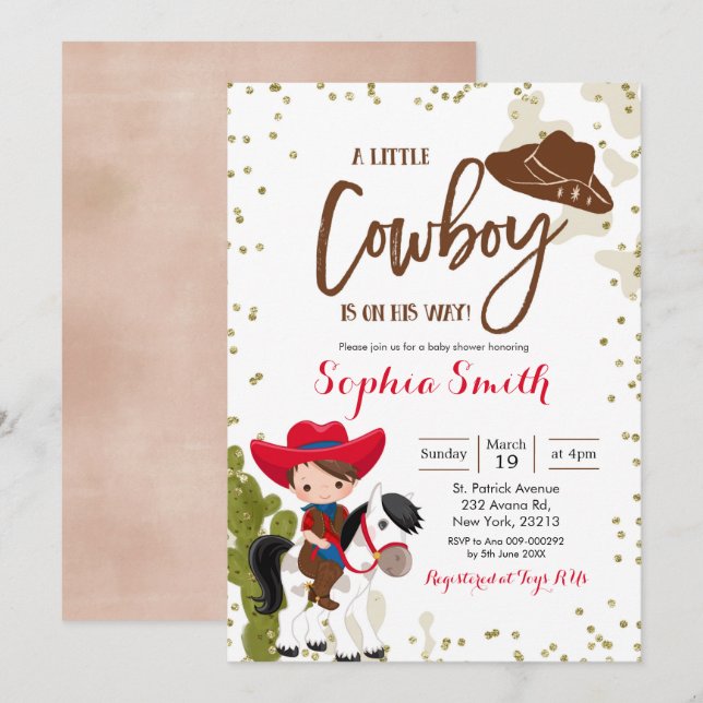 Rodeo Cowboy Baby Shower Invitation (Front/Back)