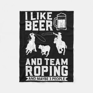 Rodeo Cowboy Barrel Racing Team Roping Horseback R Fleece Blanket