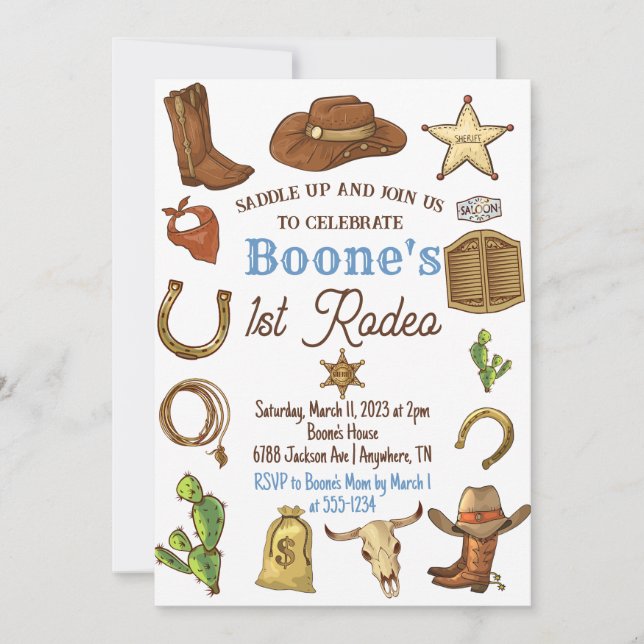 Rodeo Cowboy Birthday Party Invitation (Front)