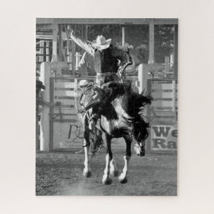 Rodeo Cowboy Bucking Horse 8 Seconds To Score Jigsaw Puzzle