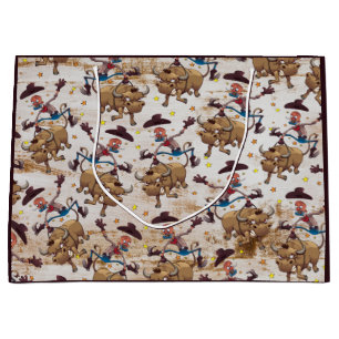 Rodeo Cowboy Bull Riding Country Western Large Gift Bag