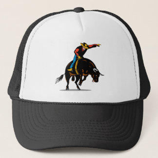 Rodeo cowboy bull riding trucker hat