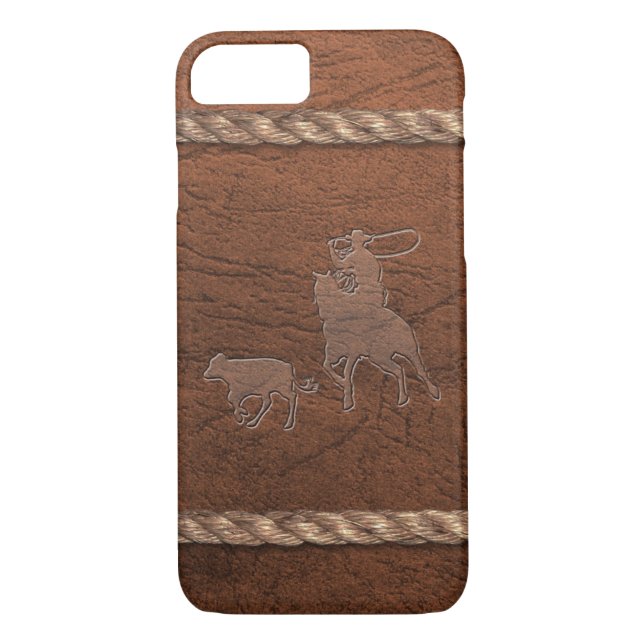 Rodeo Cowboy - Calf Roping, Leather & Rope Case-Mate iPhone Case (Back)