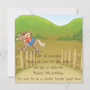 rodeo cowboy kids birthday theme invitation