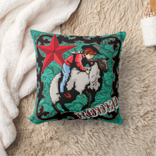 Rodeo Cowboy Mutton Bustin" Throw Pillow
