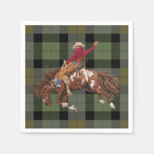 Rodeo Cowboy on Bucking Bronco Napkin