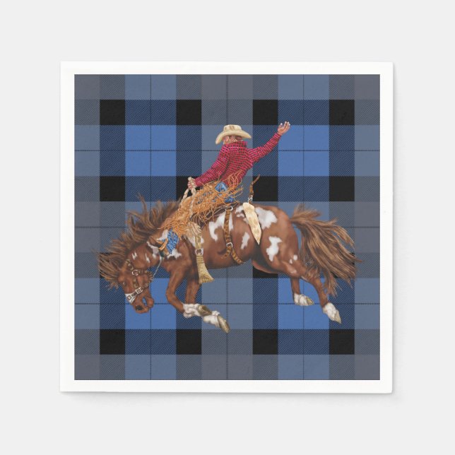 Rodeo Cowboy on Bucking Bronco Napkin (Front)