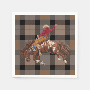 Rodeo Cowboy on Bucking Bronco Napkin
