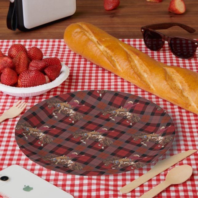 Rodeo Cowboy on Bucking Bronco Paper Plate (Picnic)