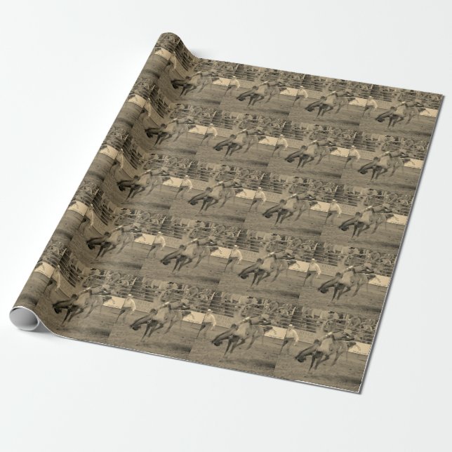 Rodeo Cowboy on horse Wrapping paper (Unrolled)
