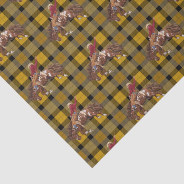 Rodeo Cowboy On Plaid Tissue Paper (Detail)