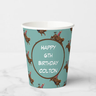 Rodeo cowboy paper cups