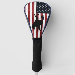 Rodeo Cowboy Patriotic Grunge Flag Golf Head Cover