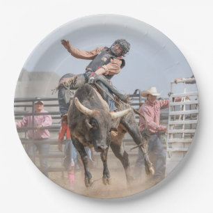 Rodeo cowboy print paper plate