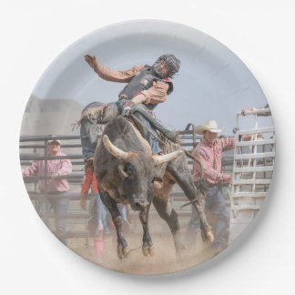 Rodeo cowboy print paper plate