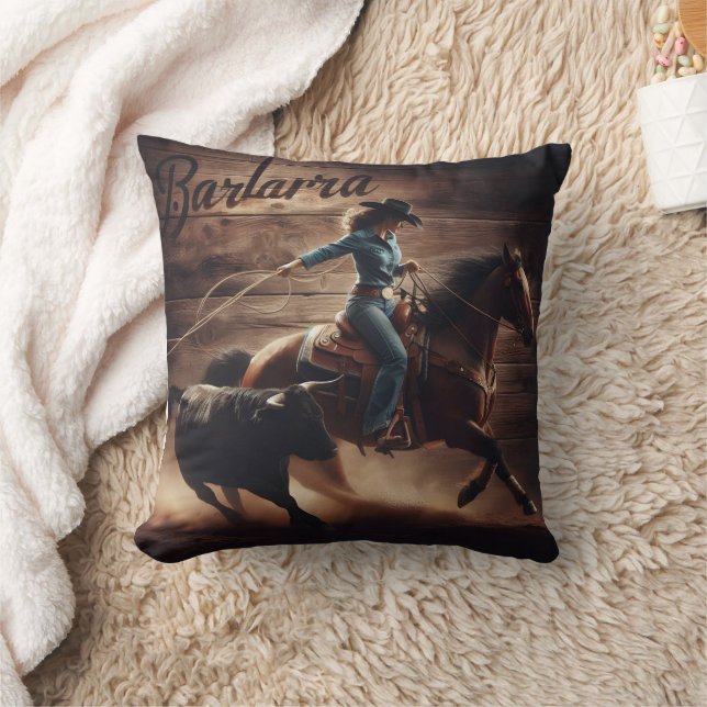 Rodeo Cowboy Roping Calf at Sunset Cushion (Blanket)