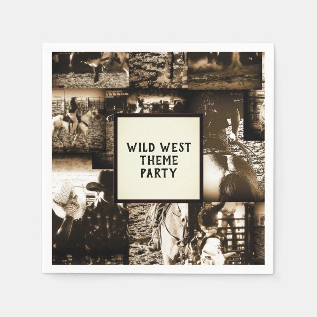 Rodeo Cowboy Rustic Country Western Theme Party Napkin (Front)