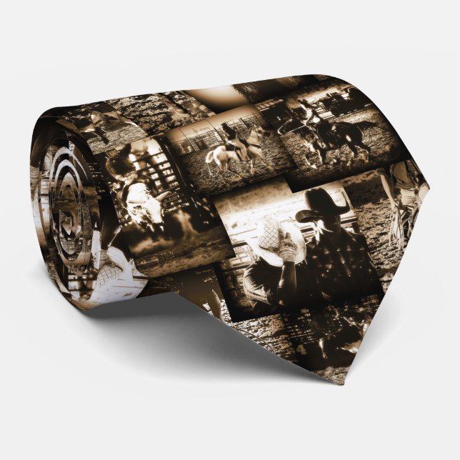 Rodeo Cowboy Rustic Country Western Tie (Rolled)
