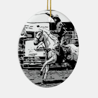 Rodeo Cowboy - Steer Roping Event Ceramic Tree Decoration