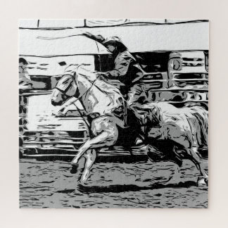 Rodeo Cowboy - Steer Roping Event Jigsaw Puzzle