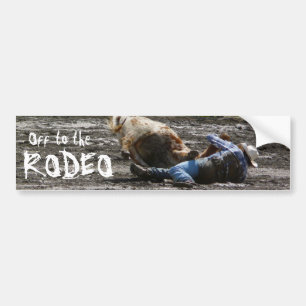 Rodeo Cowboy Steer Wrestling Bumper Sticker