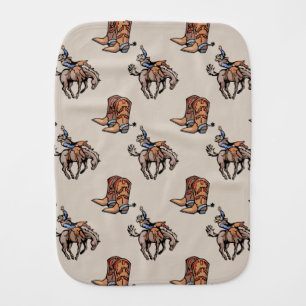 Rodeo Cowboy, Western Boots, Horse, Country Burp Cloth
