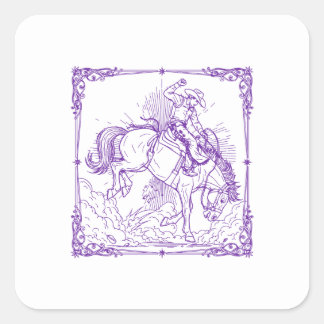 Rodeo Cowboy Western Riding Square Sticker