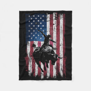 Rodeo Cowboy Western Usa Flag Cowboys Fleece Blanket