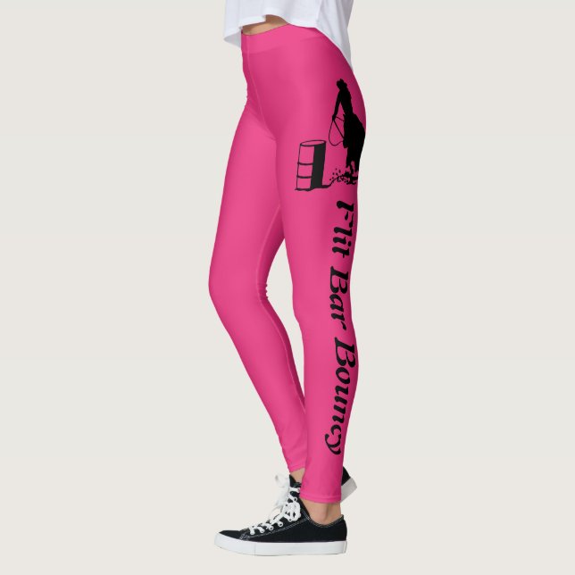 Rodeo Cowgirl Barrel Racer Custom Horse Name Leggings (Left)