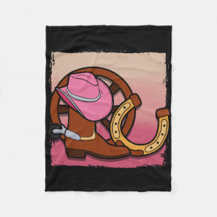 Rodeo Cowgirl Barrel Racing Roping Horseback Ridin Fleece Blanket
