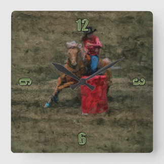 Rodeo Cowgirl Barrel-Racing Western Themed Clock