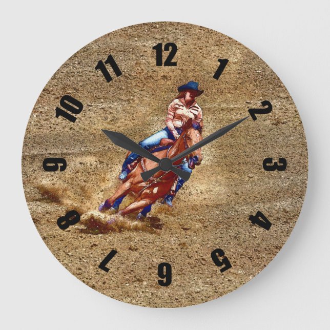 Rodeo Cowgirl Barrel-Racing Western Themed Clock (Front)
