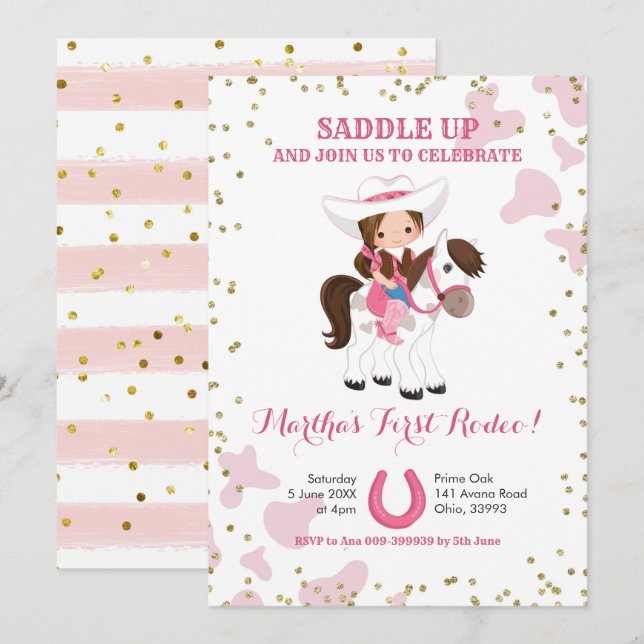 Rodeo cowgirl birthday Invitation (Front/Back)