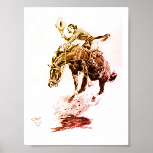 Rodeo Cowgirl (by C.M. Russell) Poster