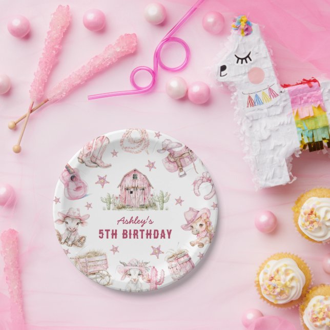 Rodeo Cowgirl Kids Birthday Paper Plate (Party)