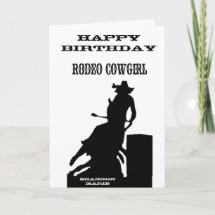 "Rodeo Cowgirl" Western Birthday Card