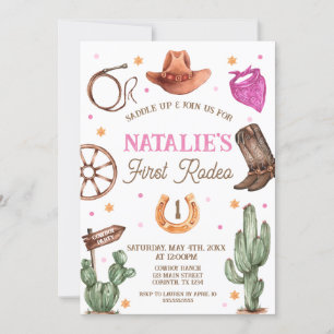 Rodeo Cowgirl western Birthday Party Invitation