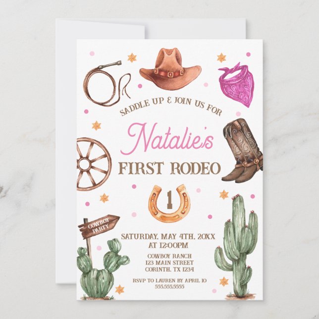 Rodeo Cowgirl western Birthday Party Invitation (Front)
