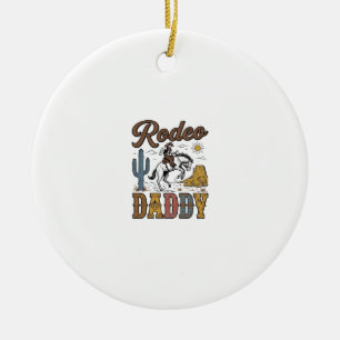 Rodeo Daddy Vintage Western Cowboy Shirt Design_1 Ceramic Tree Decoration