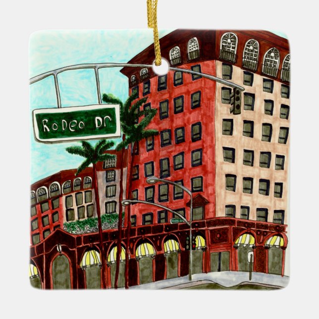Rodeo Drive Ceramic Ornament (Front)